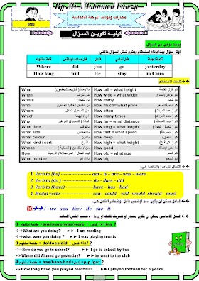 مذكرة مهارات وقواعد اللغة الانجليزية للمرحلة الاعدادية
