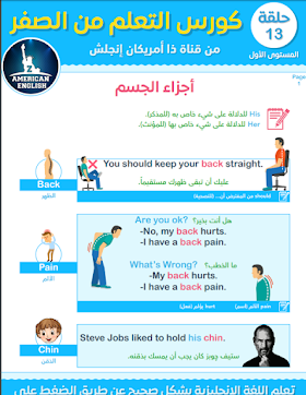 كتاب تعلم أجزاء جسم الإنسان باللغة الانجليزية